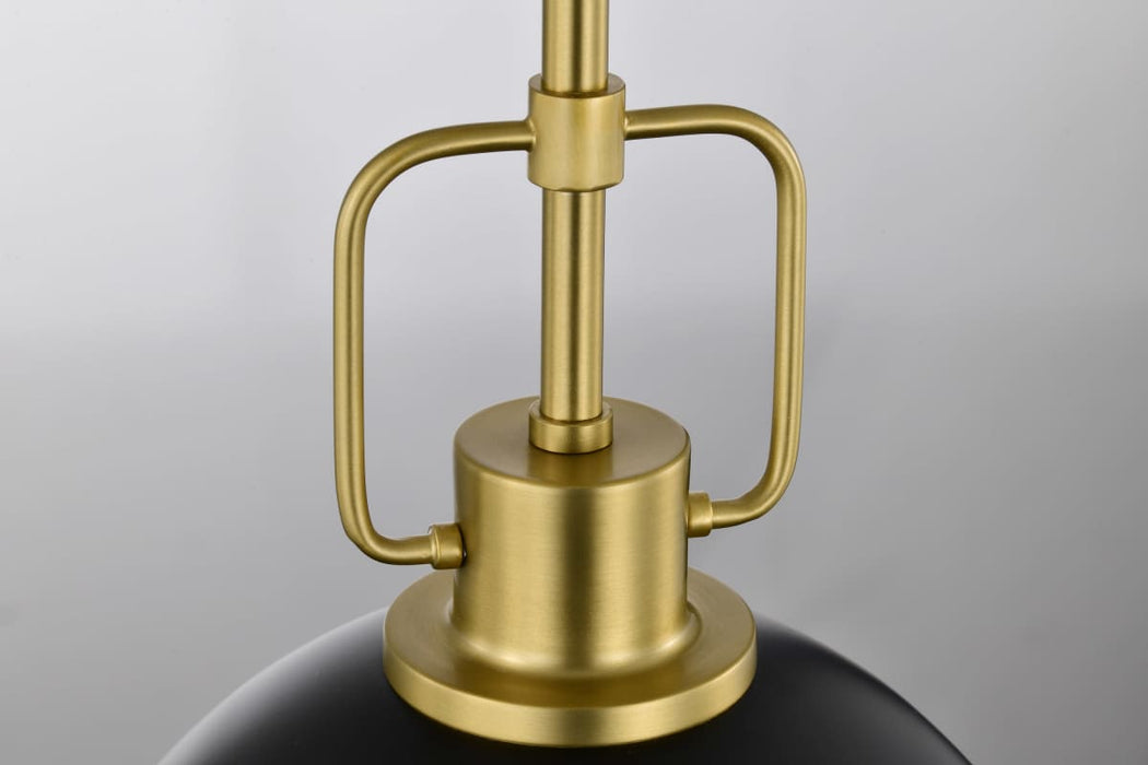 Pendant Nuvo 60-7876 Everton 1 Light Pendant - 10 Inches - Matte Black & Brass Finish - Etched Opal Glass Nuvo