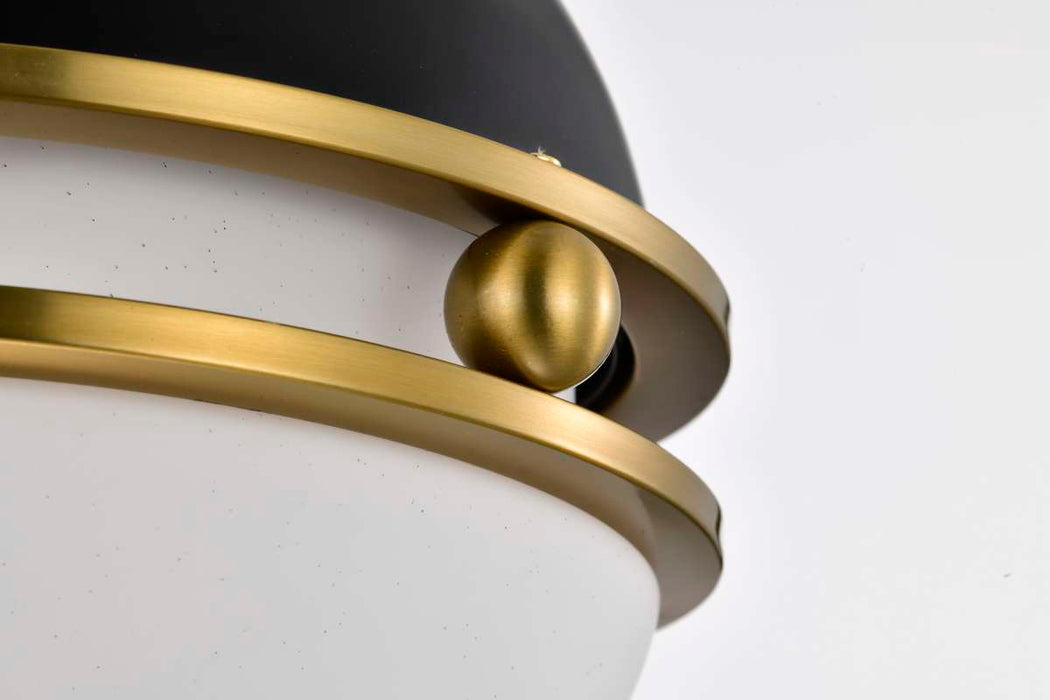 Pendant Nuvo 60-7876 Everton 1 Light Pendant - 10 Inches - Matte Black & Brass Finish - Etched Opal Glass Nuvo