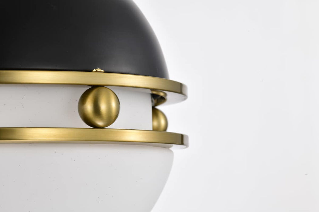 Pendant Nuvo 60-7876 Everton 1 Light Pendant - 10 Inches - Matte Black & Brass Finish - Etched Opal Glass Nuvo