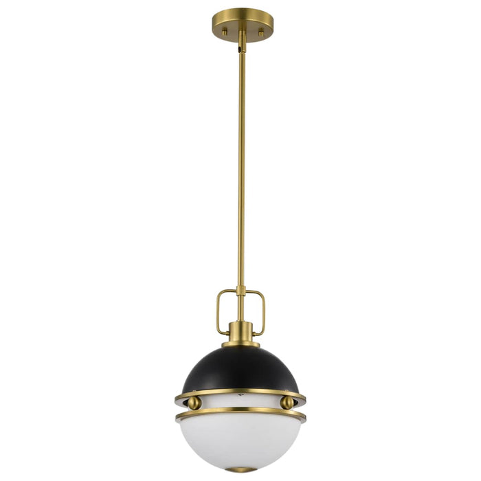 Pendant Nuvo 60-7876 Everton 1 Light Pendant - 10 Inches - Matte Black & Brass Finish - Etched Opal Glass Nuvo