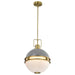 Pendant Nuvo 60-7877 Everton 2 Light Pendant - 14 Inches - Matte Gray and Brass Finish - Etched Opal Glass Nuvo