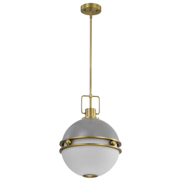 Pendant Nuvo 60-7877 Everton 2 Light Pendant - 14 Inches - Matte Gray and Brass Finish - Etched Opal Glass Nuvo