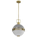 Pendant Nuvo 60-7877 Everton 2 Light Pendant - 14 Inches - Matte Gray and Brass Finish - Etched Opal Glass Nuvo