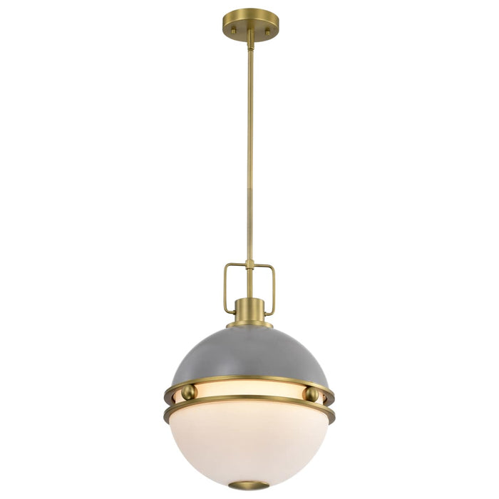 Pendant Nuvo 60-7877 Everton 2 Light Pendant - 14 Inches - Matte Gray and Brass Finish - Etched Opal Glass Nuvo
