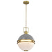 Pendant Nuvo 60-7877 Everton 2 Light Pendant - 14 Inches - Matte Gray and Brass Finish - Etched Opal Glass Nuvo