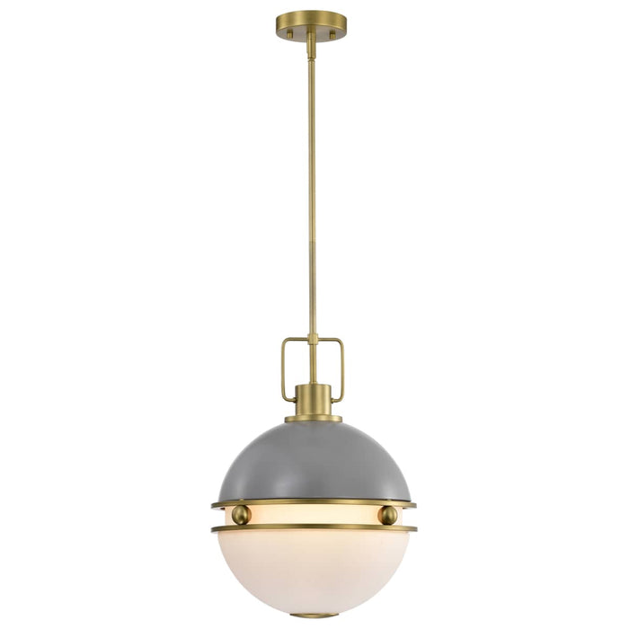 Pendant Nuvo 60-7877 Everton 2 Light Pendant - 14 Inches - Matte Gray and Brass Finish - Etched Opal Glass Nuvo