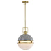 Pendant Nuvo 60-7877 Everton 2 Light Pendant - 14 Inches - Matte Gray and Brass Finish - Etched Opal Glass Nuvo