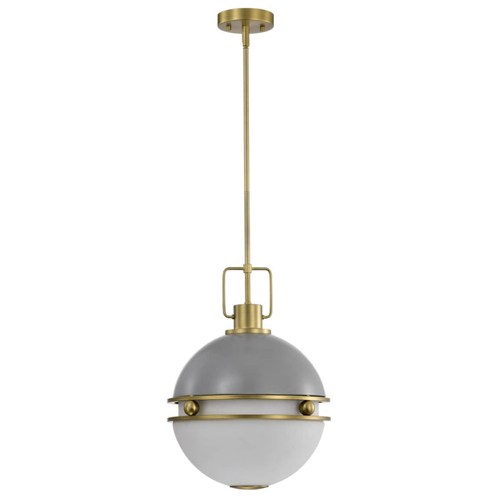 Pendant Nuvo 60-7877 Everton 2 Light Pendant - 14 Inches - Matte Gray and Brass Finish - Etched Opal Glass Nuvo
