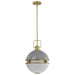 Pendant Nuvo 60-7877 Everton 2 Light Pendant - 14 Inches - Matte Gray and Brass Finish - Etched Opal Glass Nuvo