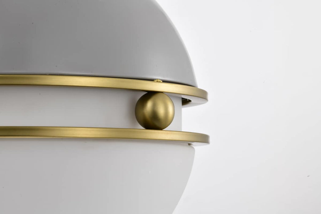 Pendant Nuvo 60-7877 Everton 2 Light Pendant - 14 Inches - Matte Gray and Brass Finish - Etched Opal Glass Nuvo