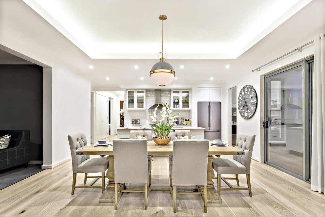 Pendant Nuvo 60-7877 Everton 2 Light Pendant - 14 Inches - Matte Gray and Brass Finish - Etched Opal Glass Nuvo