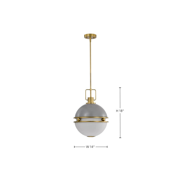 Pendant Nuvo 60-7877 Everton 2 Light Pendant - 14 Inches - Matte Gray and Brass Finish - Etched Opal Glass Nuvo