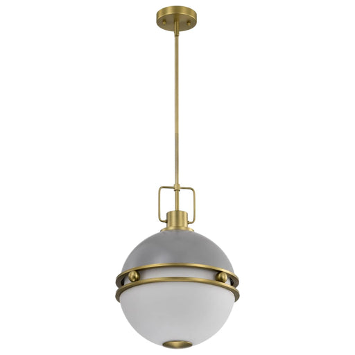 Pendant Nuvo 60-7877 Everton 2 Light Pendant - 14 Inches - Matte Gray and Brass Finish - Etched Opal Glass Nuvo