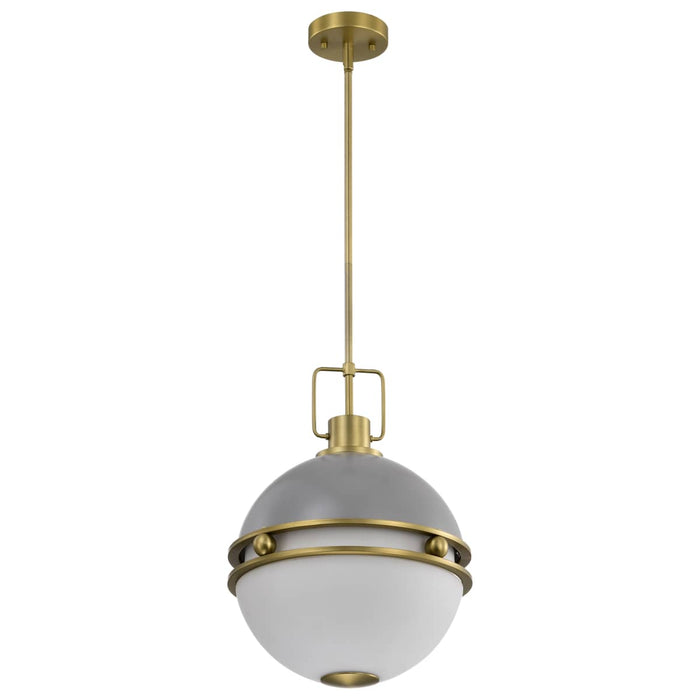 Pendant Nuvo 60-7877 Everton 2 Light Pendant - 14 Inches - Matte Gray and Brass Finish - Etched Opal Glass Nuvo