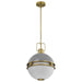 Pendant Nuvo 60-7877 Everton 2 Light Pendant - 14 Inches - Matte Gray and Brass Finish - Etched Opal Glass Nuvo