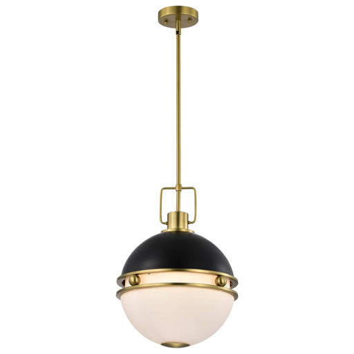 Pendant Nuvo 60-7878 Everton 2 Light Pendant - 14 Inches - Matte Black & Brass Finish - Etched Opal Glass Nuvo