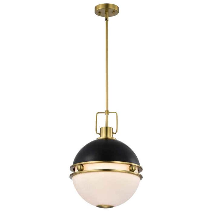 Pendant Nuvo 60-7878 Everton 2 Light Pendant - 14 Inches - Matte Black & Brass Finish - Etched Opal Glass Nuvo