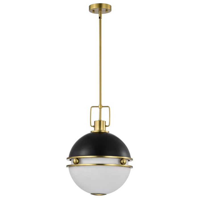 Pendant Nuvo 60-7878 Everton 2 Light Pendant - 14 Inches - Matte Black & Brass Finish - Etched Opal Glass Nuvo