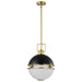 Pendant Nuvo 60-7878 Everton 2 Light Pendant - 14 Inches - Matte Black & Brass Finish - Etched Opal Glass Nuvo