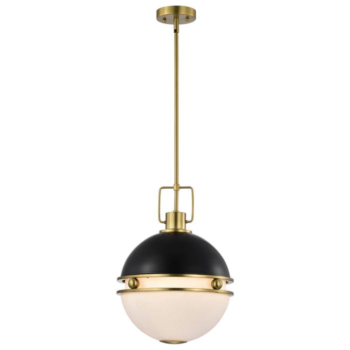 Pendant Nuvo 60-7878 Everton 2 Light Pendant - 14 Inches - Matte Black & Brass Finish - Etched Opal Glass Nuvo