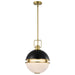 Pendant Nuvo 60-7878 Everton 2 Light Pendant - 14 Inches - Matte Black & Brass Finish - Etched Opal Glass Nuvo
