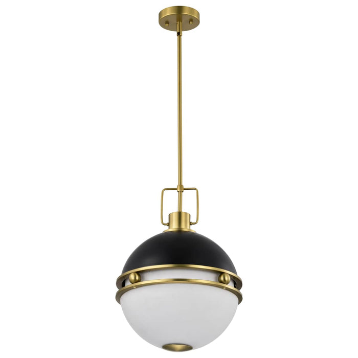 Pendant Nuvo 60-7878 Everton 2 Light Pendant - 14 Inches - Matte Black & Brass Finish - Etched Opal Glass Nuvo