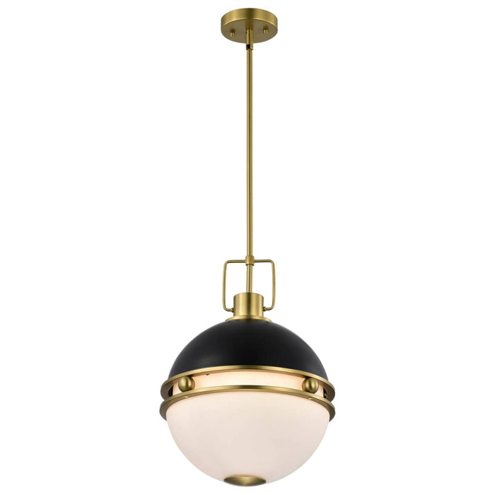Pendant Nuvo 60-7878 Everton 2 Light Pendant - 14 Inches - Matte Black & Brass Finish - Etched Opal Glass Nuvo