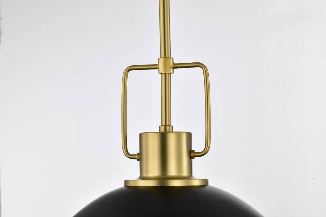 Pendant Nuvo 60-7878 Everton 2 Light Pendant - 14 Inches - Matte Black & Brass Finish - Etched Opal Glass Nuvo