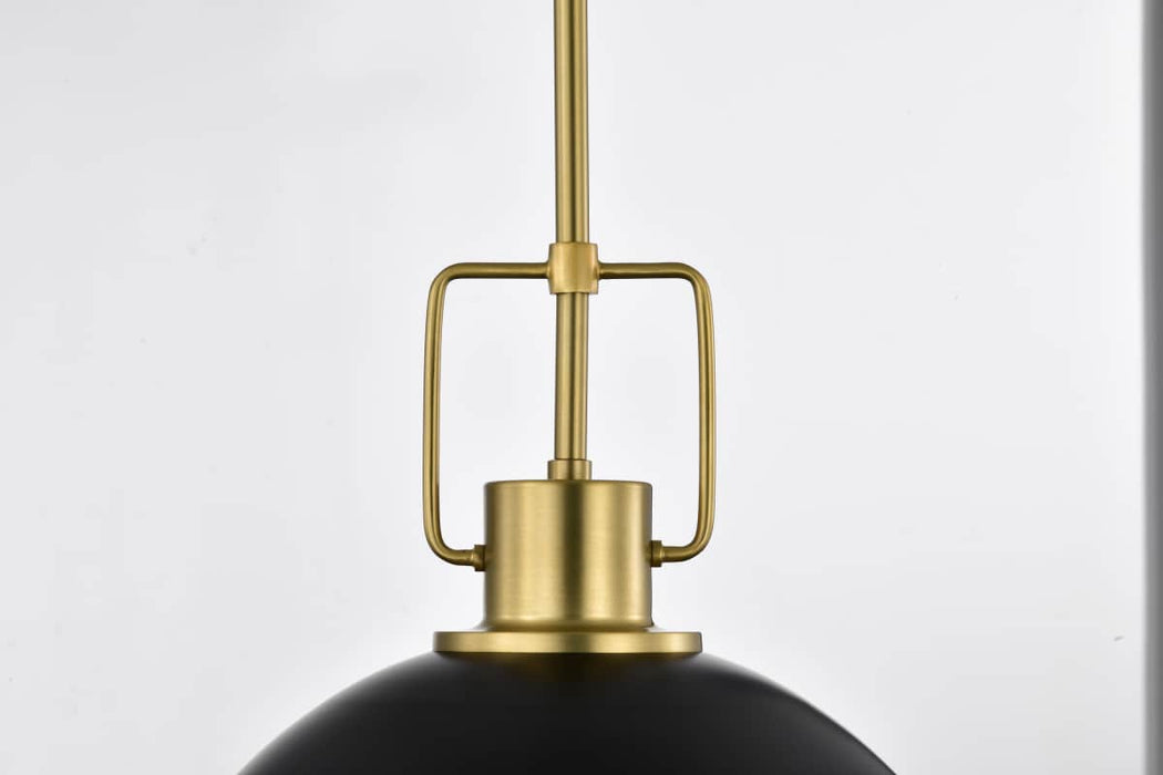 Pendant Nuvo 60-7878 Everton 2 Light Pendant - 14 Inches - Matte Black & Brass Finish - Etched Opal Glass Nuvo