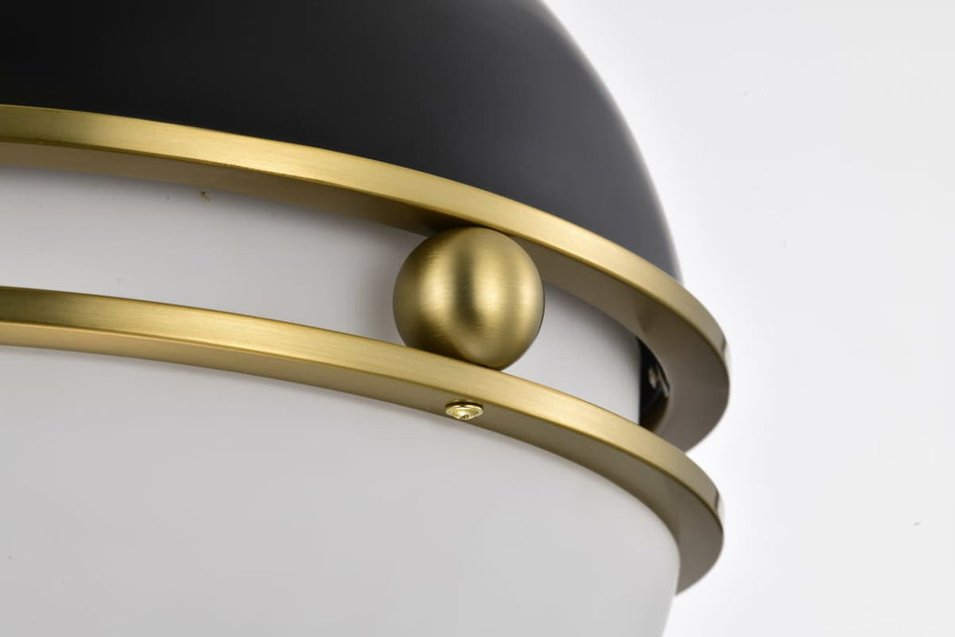 Pendant Nuvo 60-7878 Everton 2 Light Pendant - 14 Inches - Matte Black & Brass Finish - Etched Opal Glass Nuvo