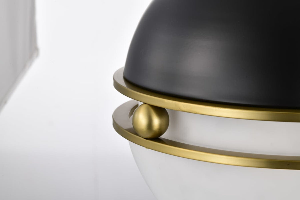 Pendant Nuvo 60-7878 Everton 2 Light Pendant - 14 Inches - Matte Black & Brass Finish - Etched Opal Glass Nuvo