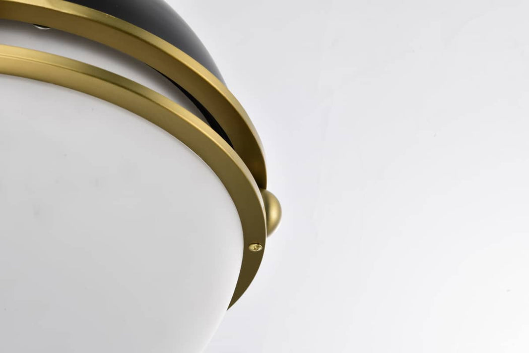 Pendant Nuvo 60-7878 Everton 2 Light Pendant - 14 Inches - Matte Black & Brass Finish - Etched Opal Glass Nuvo
