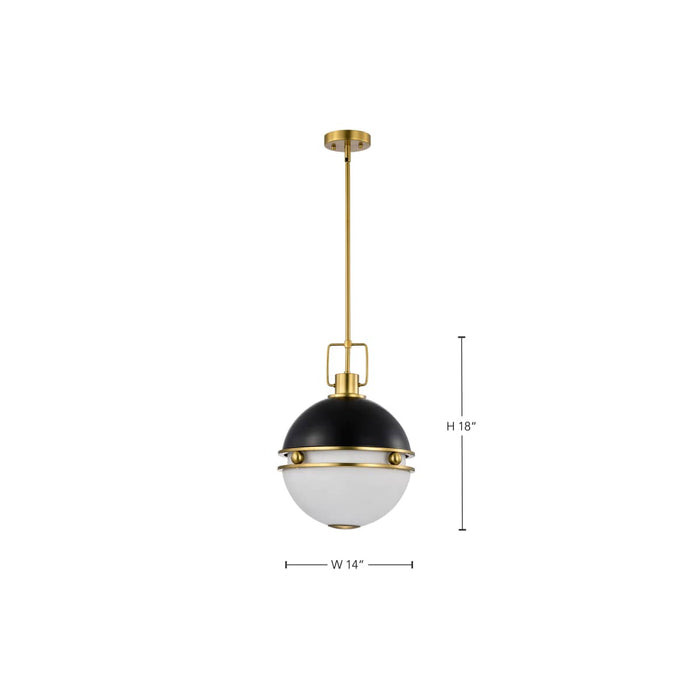 Pendant Nuvo 60-7878 Everton 2 Light Pendant - 14 Inches - Matte Black & Brass Finish - Etched Opal Glass Nuvo
