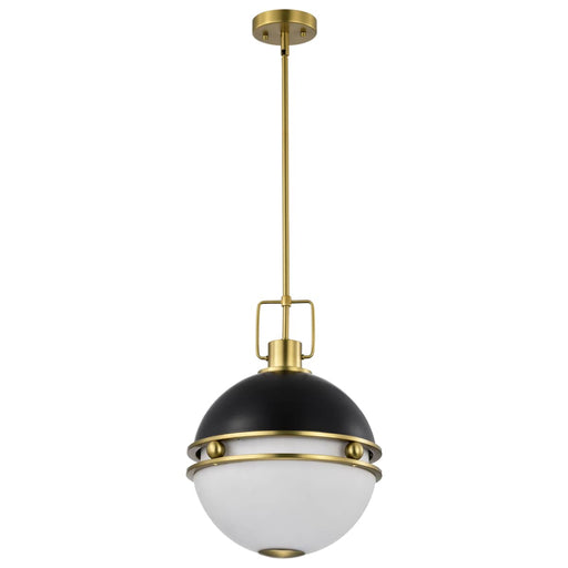 Pendant Nuvo 60-7878 Everton 2 Light Pendant - 14 Inches - Matte Black & Brass Finish - Etched Opal Glass Nuvo