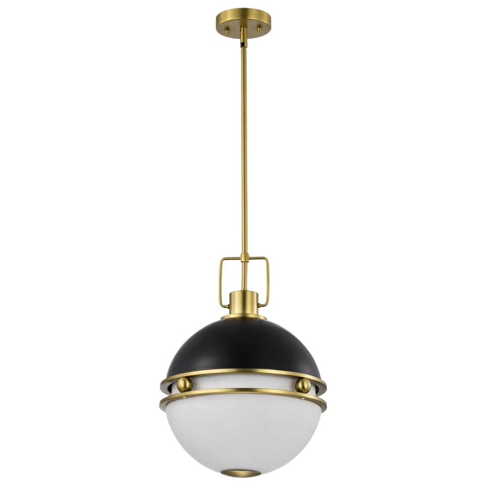 Pendant Nuvo 60-7878 Everton 2 Light Pendant - 14 Inches - Matte Black & Brass Finish - Etched Opal Glass Nuvo