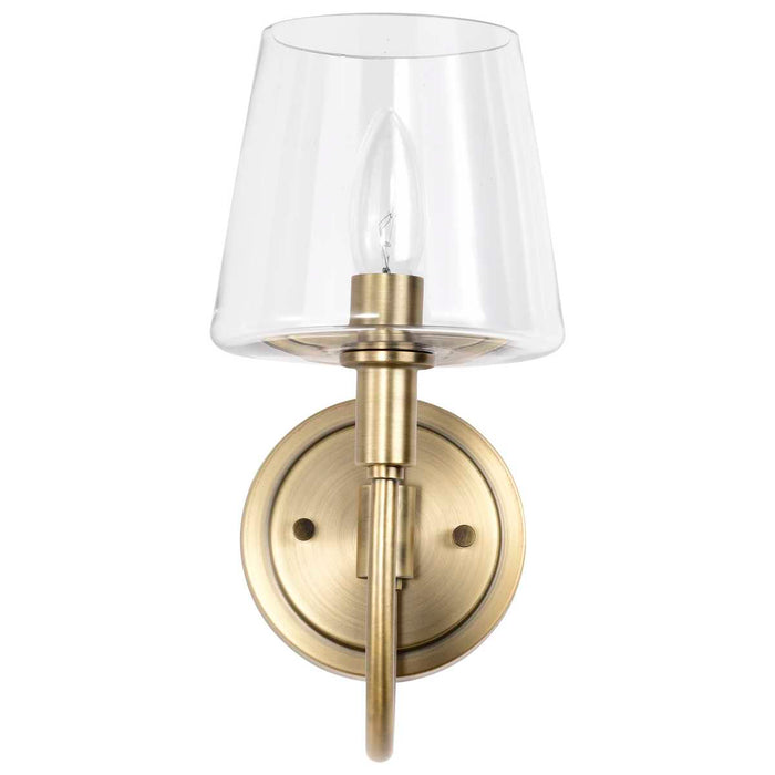 Wall Sconce Nuvo 60-7881 Brookside 1 Light Sconce - Vintage Brass Finish - Clear Glass Nuvo