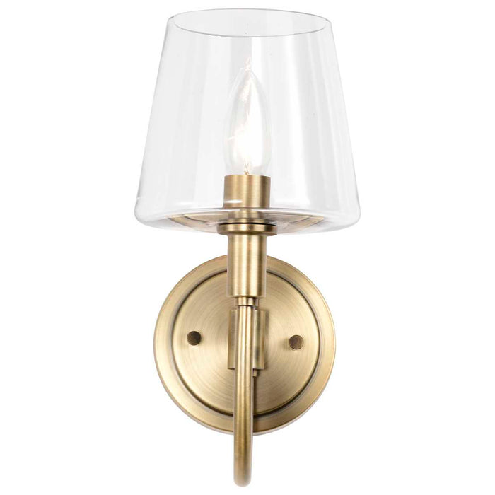 Wall Sconce Nuvo 60-7881 Brookside 1 Light Sconce - Vintage Brass Finish - Clear Glass Nuvo