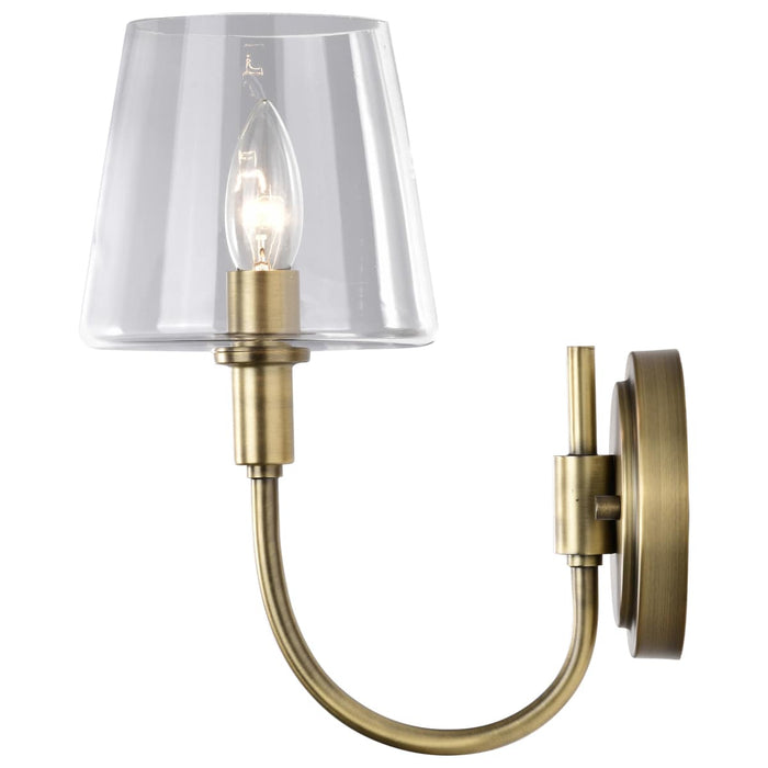 Wall Sconce Nuvo 60-7881 Brookside 1 Light Sconce - Vintage Brass Finish - Clear Glass Nuvo