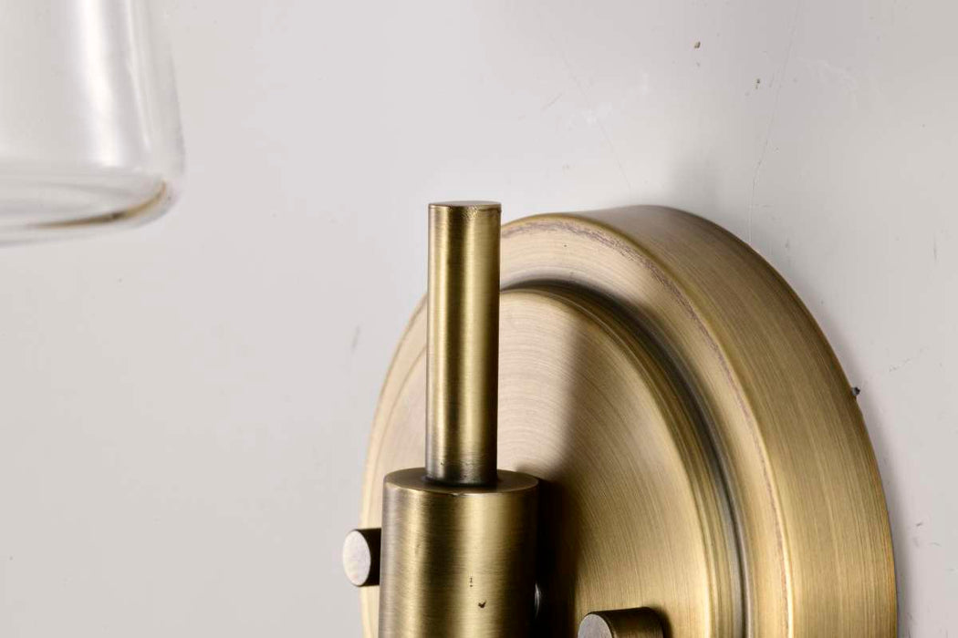 Wall Sconce Nuvo 60-7881 Brookside 1 Light Sconce - Vintage Brass Finish - Clear Glass Nuvo