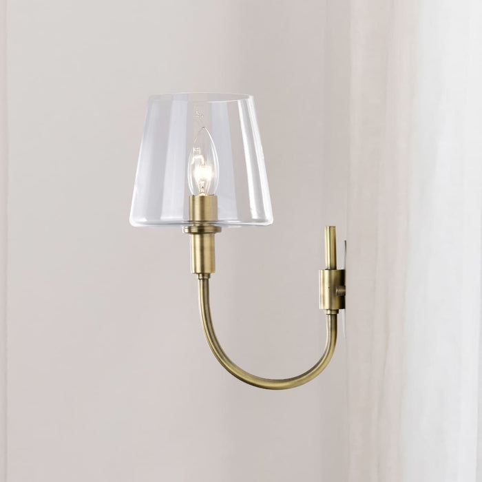 Wall Sconce Nuvo 60-7881 Brookside 1 Light Sconce - Vintage Brass Finish - Clear Glass Nuvo
