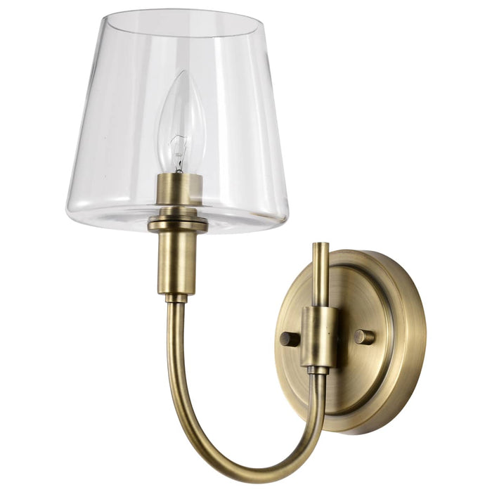 Wall Sconce Nuvo 60-7881 Brookside 1 Light Sconce - Vintage Brass Finish - Clear Glass Nuvo