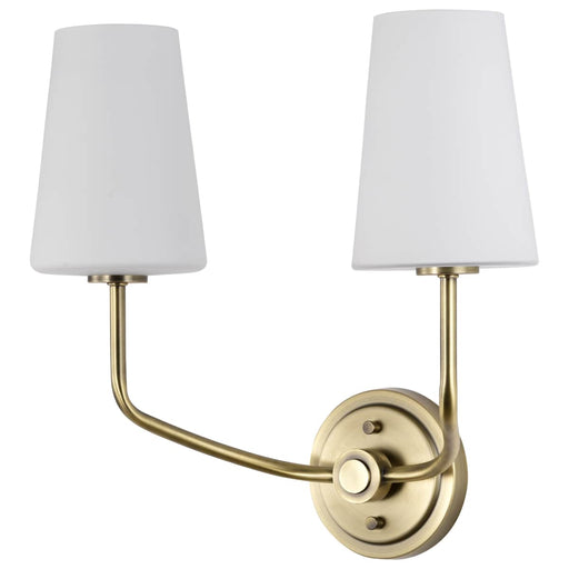 Wall Sconce Nuvo 60-7882 Cordello 2 Light Sconce - Vintage Brass Finish - Etched White Opal Glass Nuvo