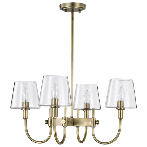 Chandelier Nuvo 60-7885 Brookside 4 Light Chandelier - Vintage Brass Finish - Clear Glass Nuvo