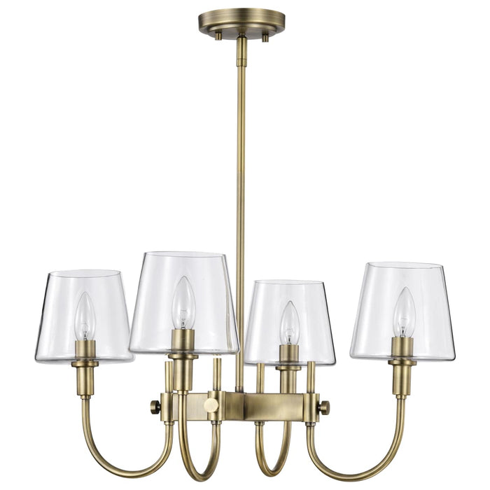 Chandelier Nuvo 60-7885 Brookside 4 Light Chandelier - Vintage Brass Finish - Clear Glass Nuvo