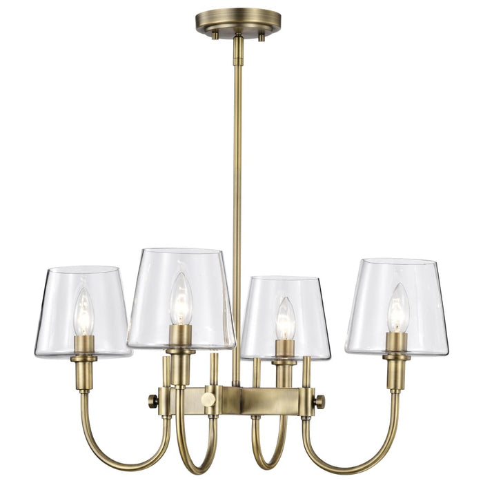 Chandelier Nuvo 60-7885 Brookside 4 Light Chandelier - Vintage Brass Finish - Clear Glass Nuvo