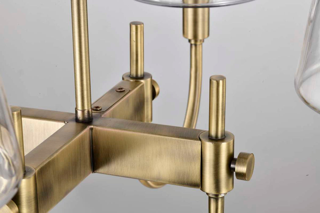Chandelier Nuvo 60-7885 Brookside 4 Light Chandelier - Vintage Brass Finish - Clear Glass Nuvo