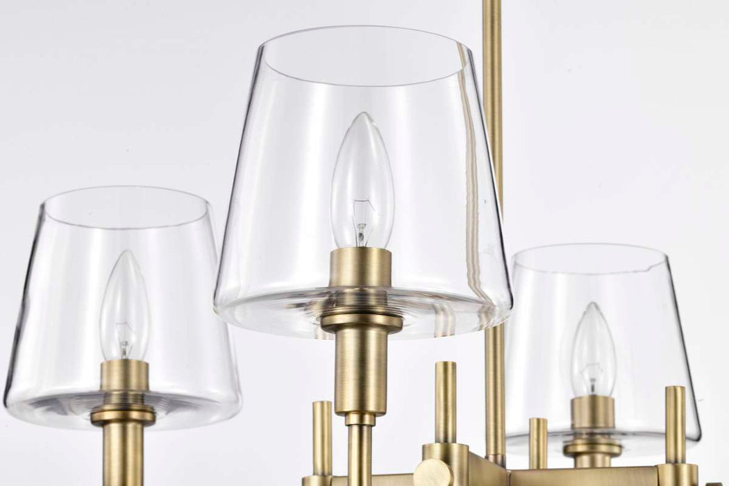 Chandelier Nuvo 60-7885 Brookside 4 Light Chandelier - Vintage Brass Finish - Clear Glass Nuvo