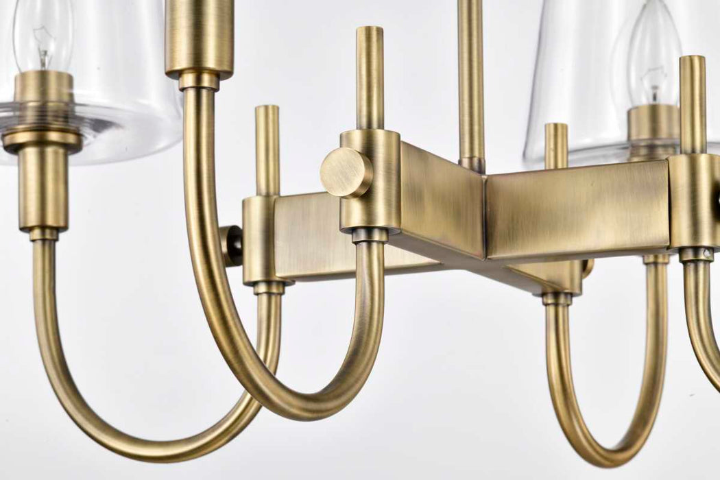 Chandelier Nuvo 60-7885 Brookside 4 Light Chandelier - Vintage Brass Finish - Clear Glass Nuvo