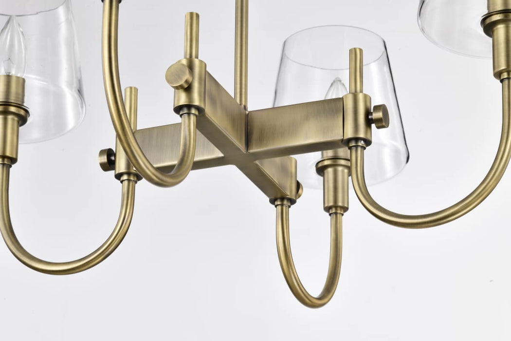 Chandelier Nuvo 60-7885 Brookside 4 Light Chandelier - Vintage Brass Finish - Clear Glass Nuvo