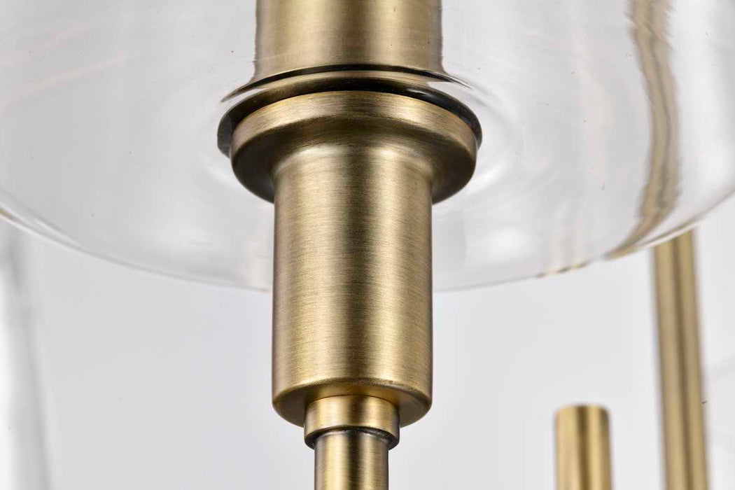 Chandelier Nuvo 60-7885 Brookside 4 Light Chandelier - Vintage Brass Finish - Clear Glass Nuvo